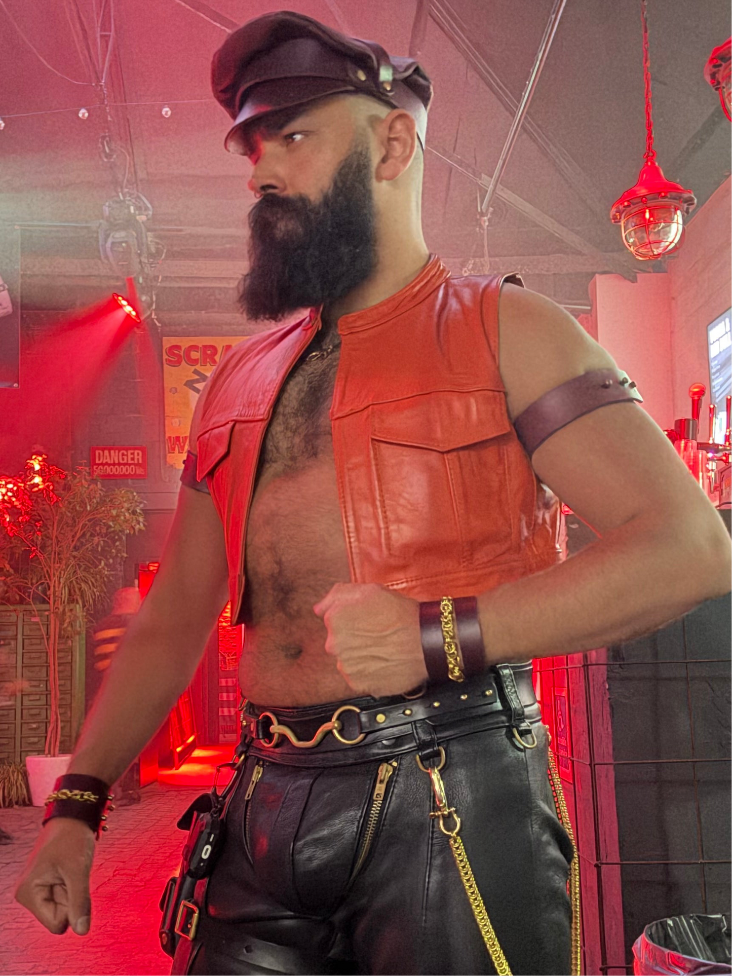 Morningstar | Leather Chainmail Strap Cuff | Pair