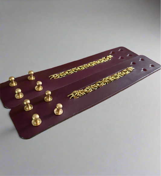 Morningstar | Leather Chainmail Strap Cuff | Pair