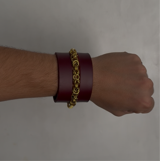 Morningstar | Leather Chainmail Strap Cuff | Pair