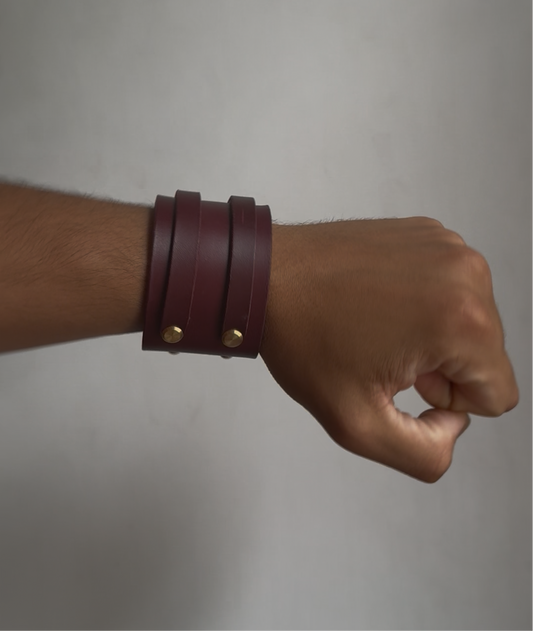 Morningstar | Leather Contrast Strap Cuff | Pair